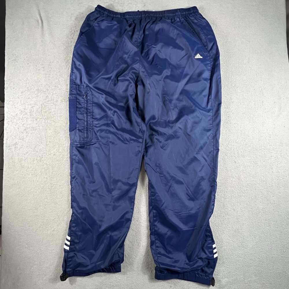 Vintage Adidas Navy Blue Baggy Breakaway Track Pants Size XL/XXL Drawstrings